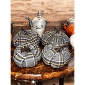 Set of 4 fabric pumpkin plushies